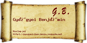 Gyügyei Benjámin névjegykártya